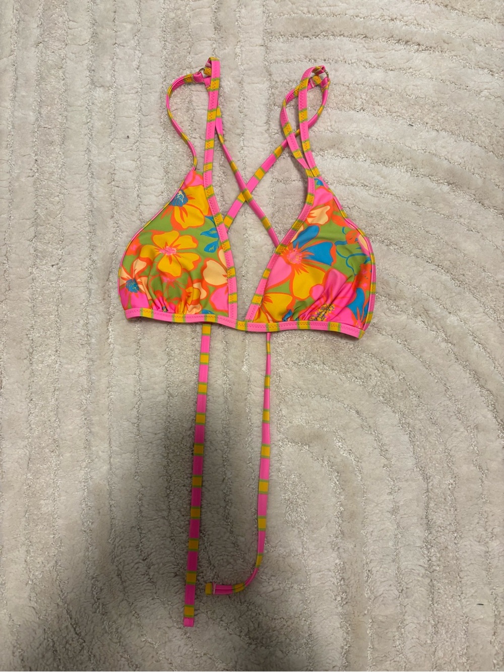 Women’s Reversible Floral Pink Multicolor Bikini Top